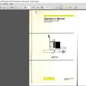 Clark Forklift AGT5 English OM-552 Operator's Manual