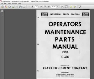 Clark Forklift C-60 English O-204 Operator's Manual