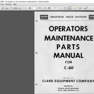 Clark Forklift C-60 English O-204 Operator's Manual