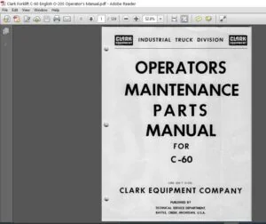 Clark Forklift C-60 English O-205 Operator's Manual