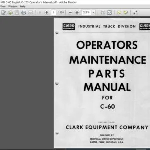 Clark Forklift C-60 English O-205 Operator's Manual