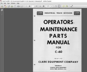 Clark Forklift C-60 Government English O-226 Operator's Manual