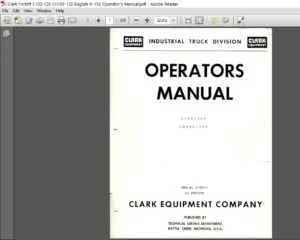 Clark Forklift C100-120 CH100-120 English O-152 Operator's Manual