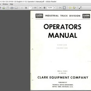 Clark Forklift C100-120 CH100-120 English O-152 Operator's Manual