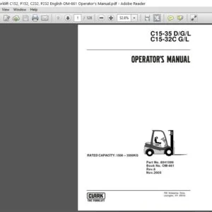 Clark Forklift C152, P152, C232, P232 English OM-661 Operator's Manual