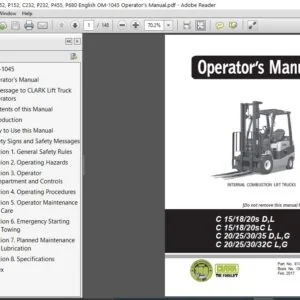 Clark Forklift C152, P152, C232, P232, P455, P680 English OM-1045 Operator's Manual