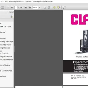 Clark Forklift C152, P152, C232, P232, P455, P680 English OM-763 Operator's Manual