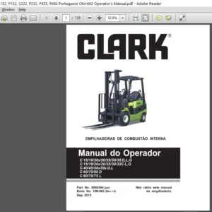 Clark Forklift C152, P152, C232, P232, P455, P680 Portuguese OM-663 Operator's Manual