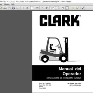 Clark Forklift C152, P152, C232, P232, P455, P680 Spanish OM-662 Operator's Manual