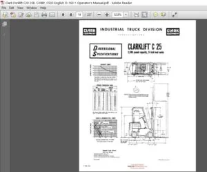 Clark Forklift C20 25B, C20BP, CS30 English O-160-1 Operator's Manual