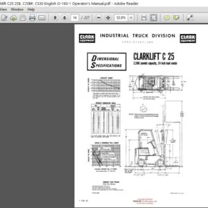 Clark Forklift C20 25B, C20BP, CS30 English O-160-1 Operator's Manual