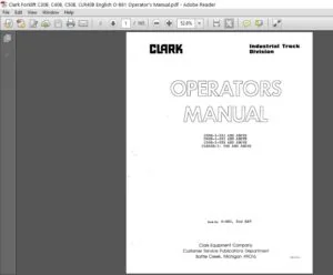 Clark Forklift C30B, C40B, C50B, CLR40B English O-B81 Operator's Manual