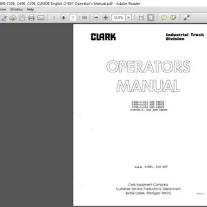 Clark Forklift C30B, C40B, C50B, CLR40B English O-B81 Operator's Manual