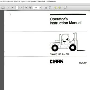 Clark Forklift C500Y 160 thru 300 Operator's Instruction Manual