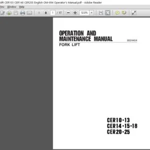 Clark Forklift CER103 CER148 CER205 English OM-694 Operator's Manual