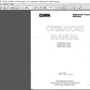 Clark Forklift CFY40B, CFYR40B, CFY50B English O-125 Operator's Manual