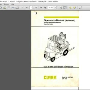 Clark Forklift CH365L D, PH365L D English OM-602 Operator's Manual