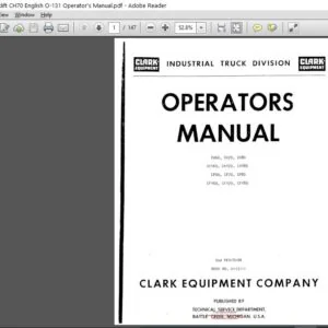 Clark Forklift CH70 English O-131 Operator's Manual