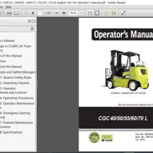 Clark Forklift CMP158, CMP230, CMP450, CMP570, CGC470, CQ158 English OM-764 Operator's Manual