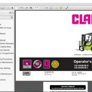 Clark Forklift CQ230 English OM-794 Operator's Manual