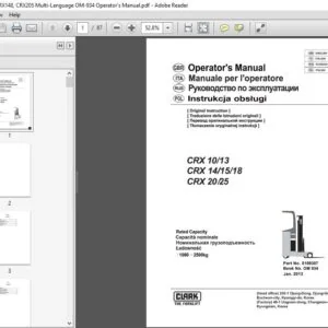 Clark Forklift CRX103, CRX148, CRX205 Multi-Language OM-934 Operator's Manual