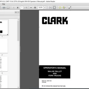 Clark Forklift CS15-20, CSP10-20, CSM7-15 & CST10-20 English OM-630 Operator's Manual