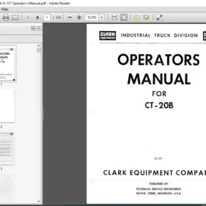 Clark Forklift CT-20B English O-157 Operator's Manual