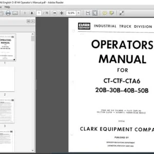 Clark Forklift CT CTF CTA6 English O-B144 Operator's Manual