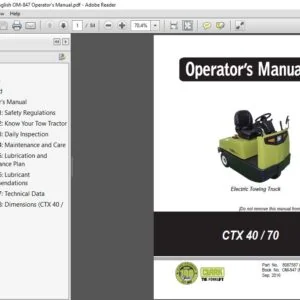 Clark Forklift CTX470 English OM-847 Operator's Manual