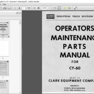 Clark Forklift CY-60 English O-201 Operator's Manual
