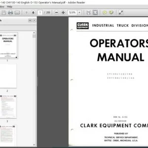 Clark Forklift CY100-140 CHY100-140 English O-153 Operator's Manual