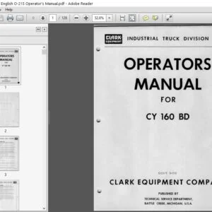 Clark Forklift CY160BD English O-215 Operator's Manual