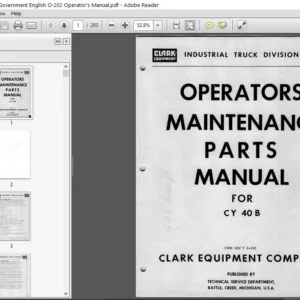 Clark Forklift CY40B Government English O-202 Operator's Manual