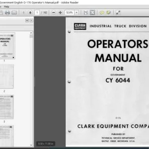 Clark Forklift CY6044 Government English O-176 Operator's Manual