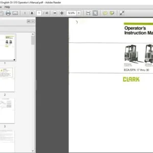 Clark Forklift E138 EP138 English OI-510 Operator's Manual