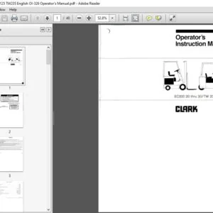 Clark Forklift E236 TW125 TW235 English OI-326 Operator's Manual