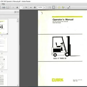 Clark Forklift E357 English OM-548 Operator's Manual