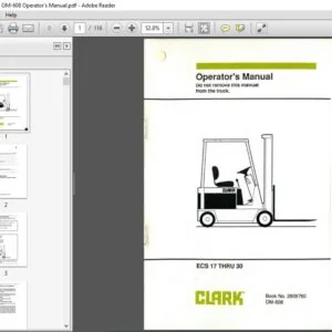 Clark Forklift E357 English OM-608 Operator's Manual