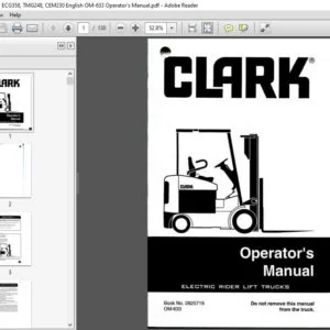 Clark Forklift E685, E912, ECG358, TMG248, CEM230 English OM-633 Operator's Manual