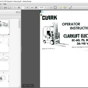 Clark Forklift E685 English OI-340 Operator's Manual