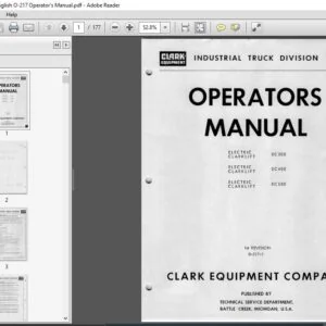 Clark Forklift EC30-50E English O-217 Operator's Manual