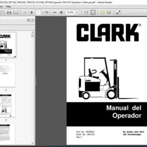 Clark Forklift ECG358, EPG358, EPX162,TMG248, TMX250, ECX360, EPX360 Spanish OM-674 Operator's Manual
