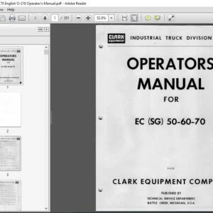 Clark Forklift EC(SG)50-70 English O-218 Operator's Manual