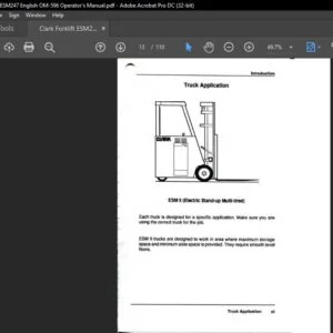 Clark Forklift ESM247 English OM-596 Operator's Manual