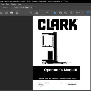 Clark Forklift ESM247, NPR345, NSR345 English OM-657 Operator's Manual