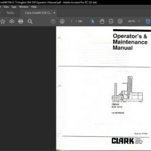 Clark Forklift ETA12-15 English OM-559 Operator's Manual