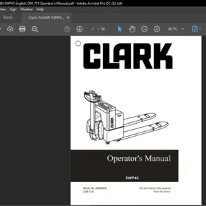 Clark Forklift EWP45 English OM-719 Operator's Manual