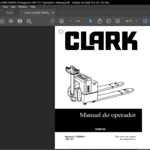 Clark Forklift EWP45 Portuguese OM-721 Operator's Manual