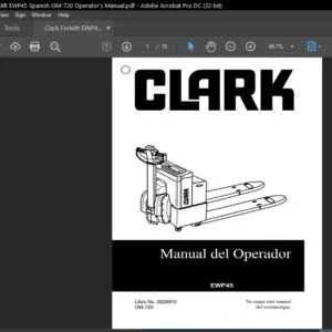 Clark Forklift EWP45 Spanish OM-720 Operator's Manual