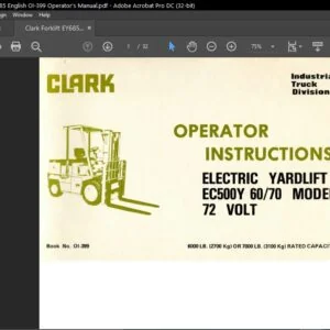 Clark Forklift EY685 English OI-399 Operator's Manual